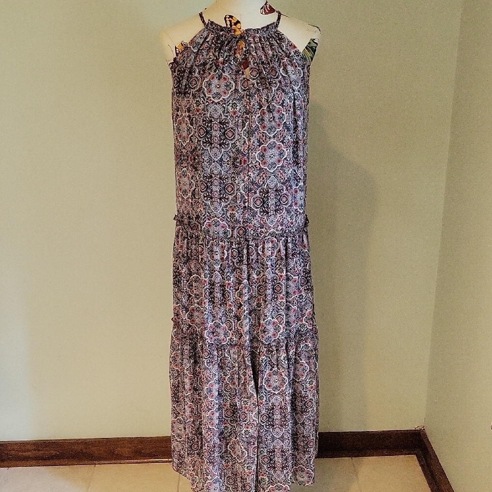 DREW Anthropology Floral Halter Maxi Sundress for Casual Resort Wear